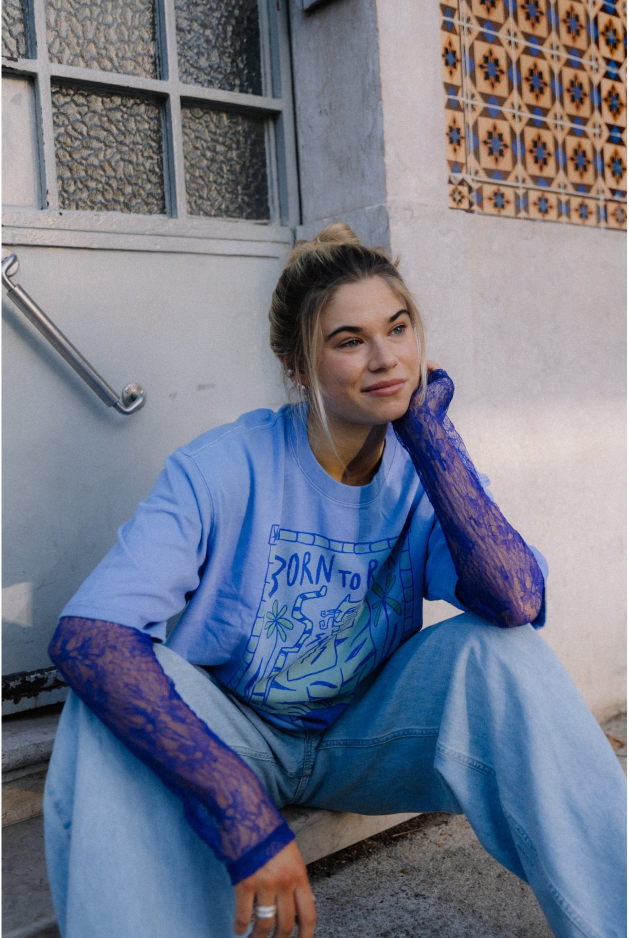 Born To Roar Box Tee - Denim Blue Born To Roar Box Tee - Denim Blue