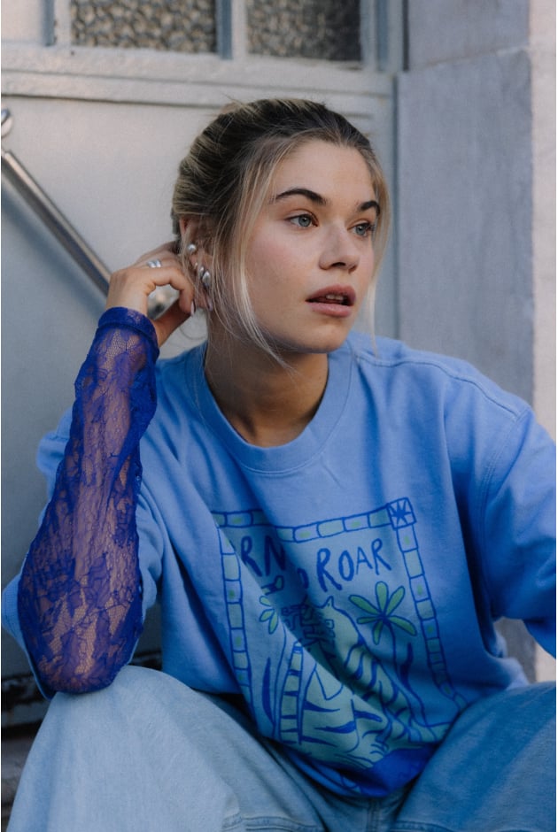 Born To Roar Box Tee - Denim Blue Born To Roar Box Tee - Denim Blue