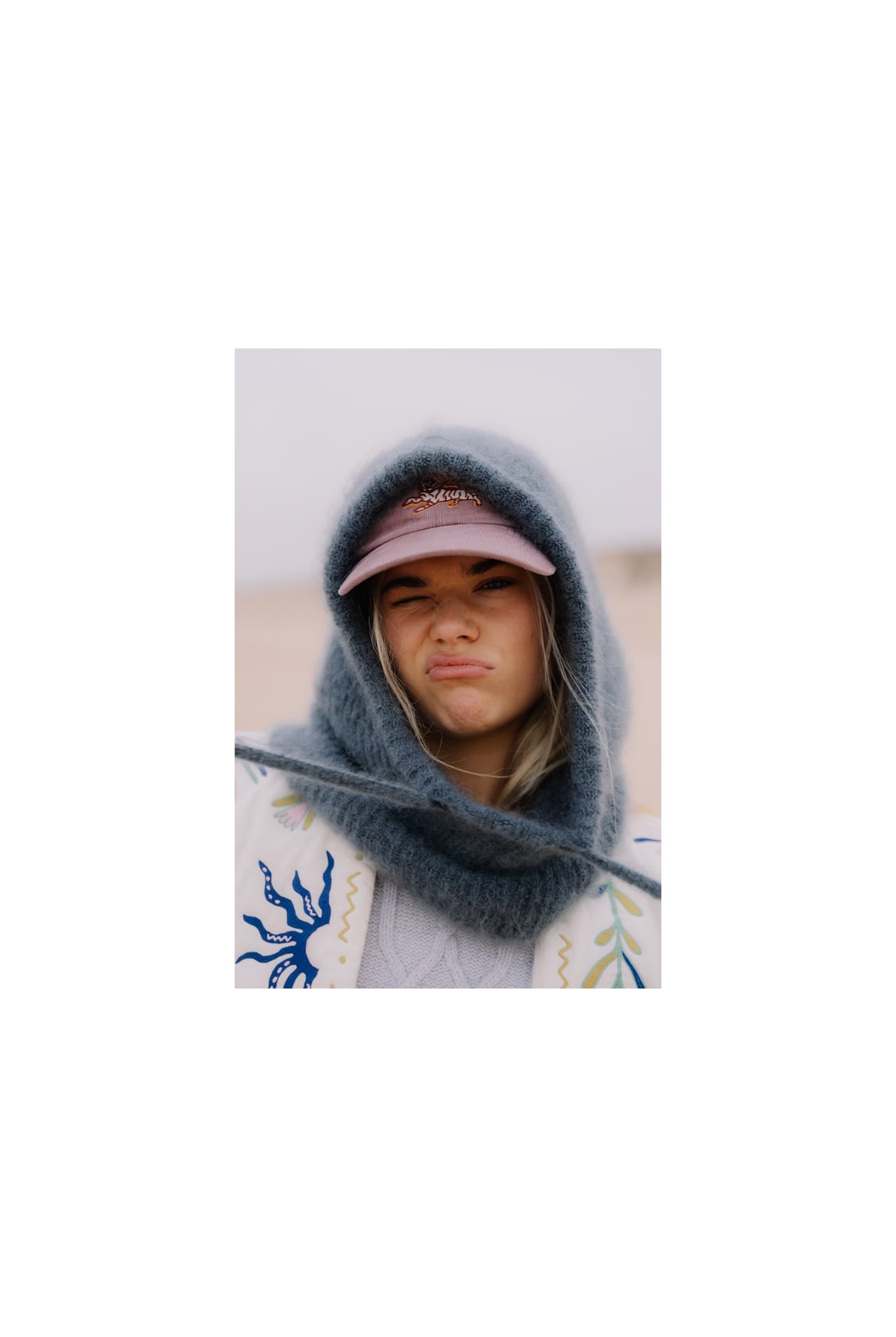 Wool Fluffy Balaclava - Stone Grey