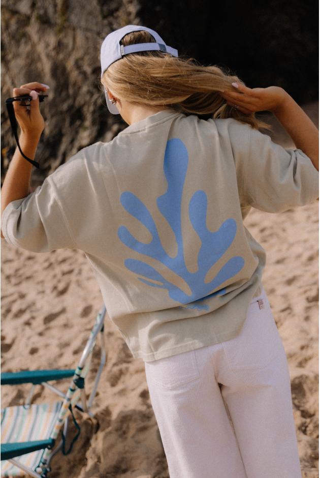 Koszulki damskie. Lato 2025  | Underwater Life Box Tee - Light Pistachio | Surf Inc.