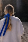 Wool Fluffy Hair Ribbon - Cobalt Haze