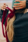 Wool Fluffy Hair Ribbon - Crimson Crush