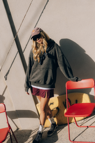 Mini Cupro Skirt - Burgundy