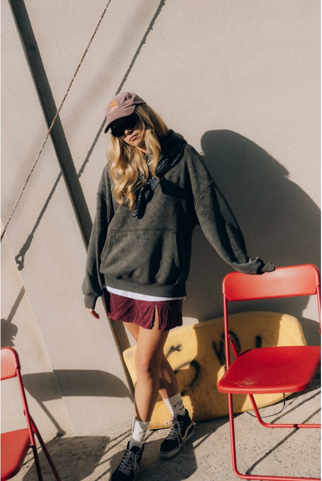 Mini Cupro Skirt - Burgundy