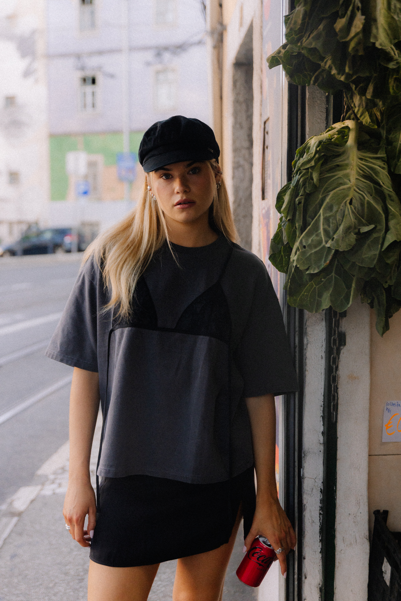 Lace Undone Box Tee - Stone Grey