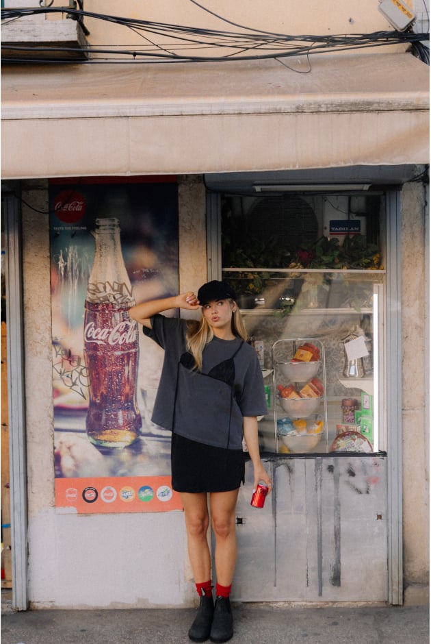 Nieuw  | Lace Undone Box Tee - Stone Grey | Surf Inc.