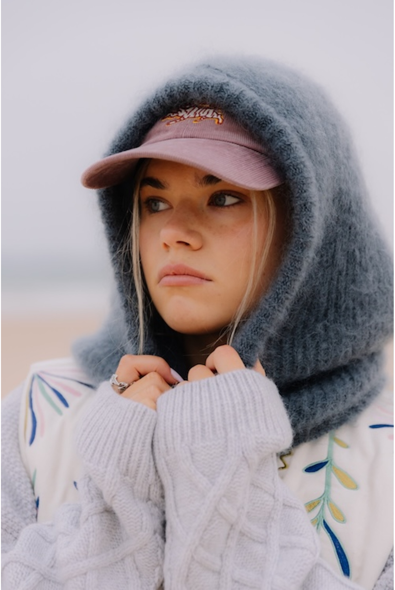 Wool Fluffy Balaclava - Stone Grey