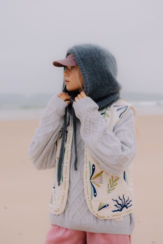 Wool Fluffy Balaclava - Stone Grey