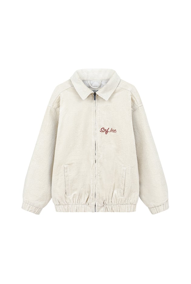 Cord Baseball Jacket - Vintage White | Surf Inc. Cord Baseball Jacket - Vintage White | Surf Inc.