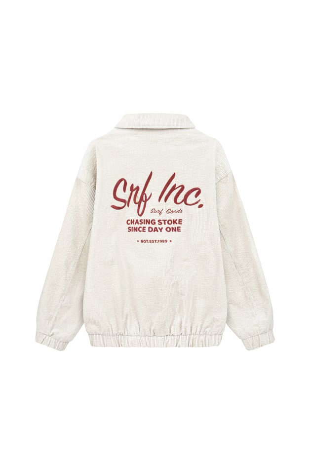 Cord Baseball Jacket - Vintage White | Surf Inc. Cord Baseball Jacket - Vintage White | Surf Inc.