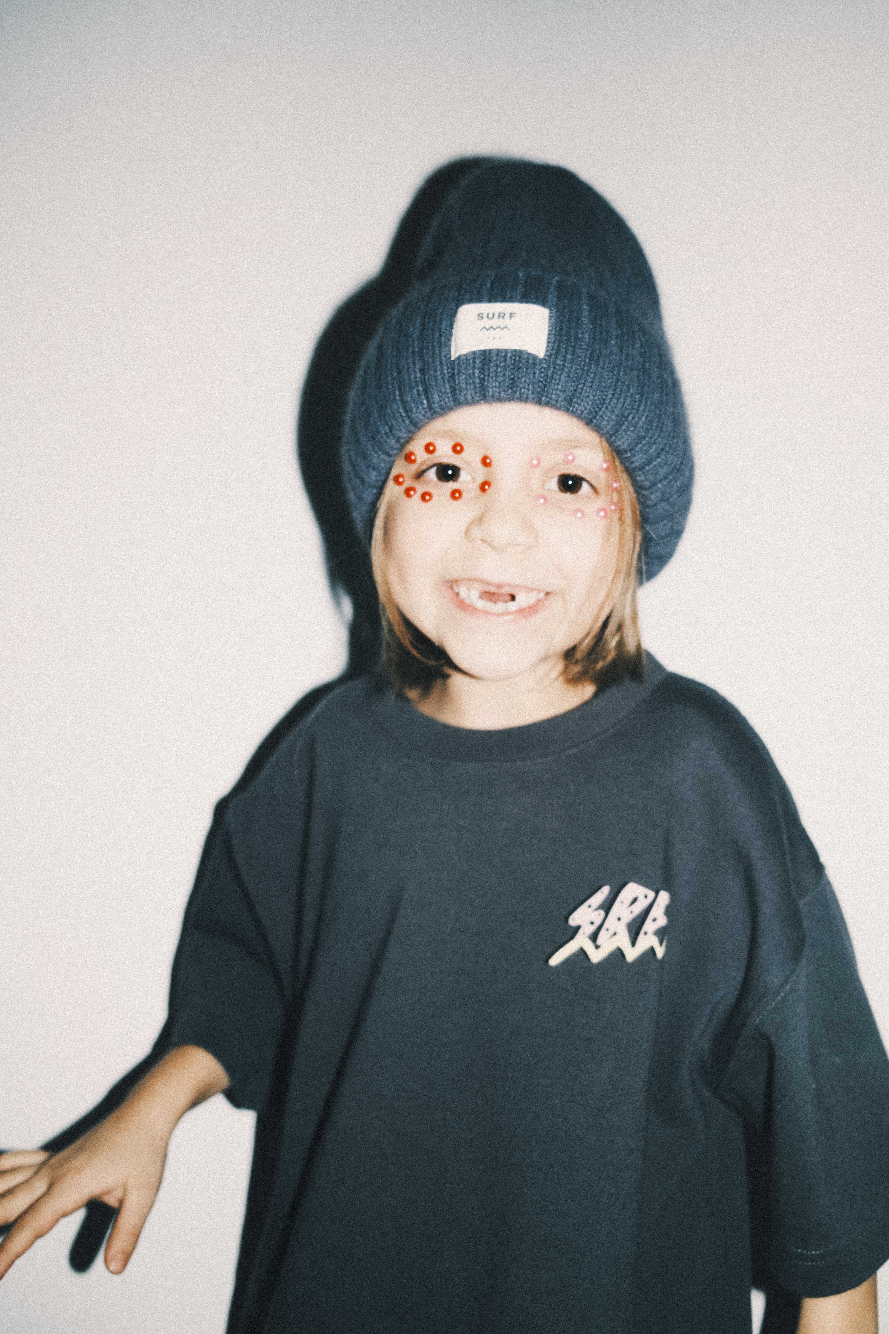 Rib Fluffy Kids Beanie - Stone Grey