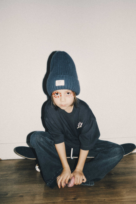 Rib Fluffy Kids Beanie - Stone Grey Rib Fluffy Kids Beanie - Stone Grey