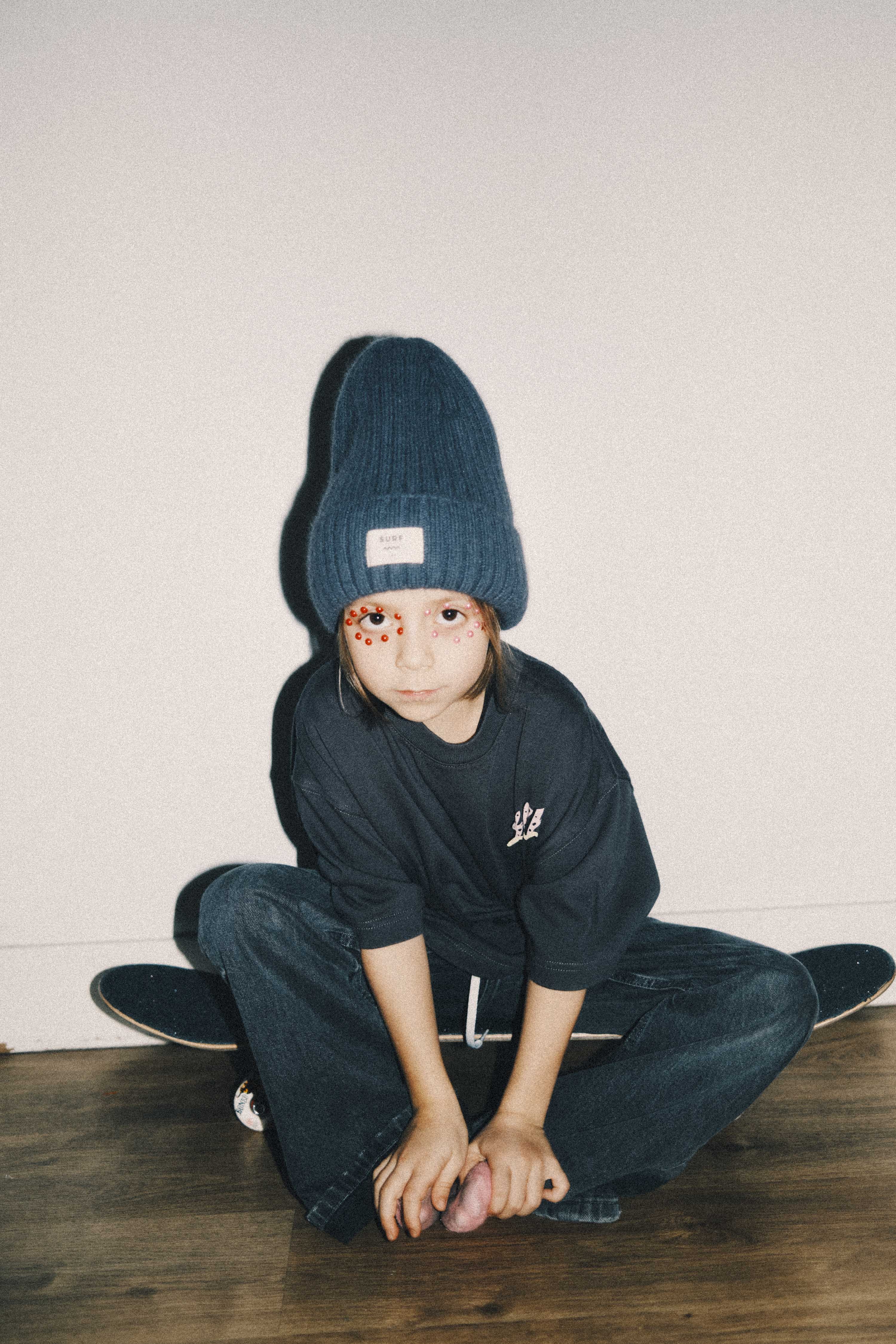 Rib Fluffy Kids Beanie - Stone Grey