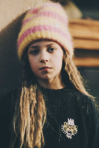 Flip Drip Kids Beanie - Yellow & Pink Kush