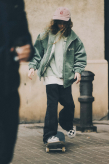 Cord Baseball Kids Jacket - White Sage