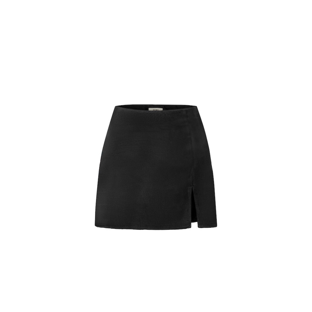 Mini Cupro Skirt - Space Black