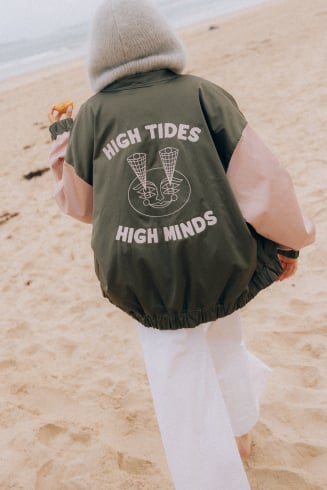 Satin Bomber Jacket - Olive