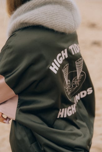 Satin Bomber Jacket - Olive