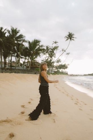 Ruffled Loose Pants - Space Black