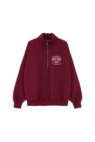 University Zip Sweat - Burgundy