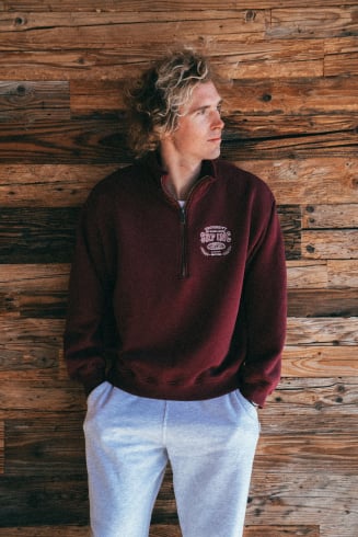 University Zip Sweat - Burgundy
