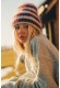 Olivia Striped Beanie - Denim Blue & Burgundy