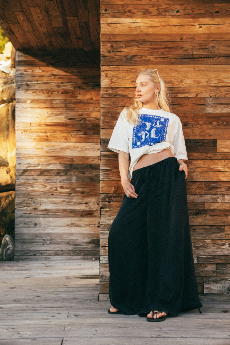 Cupro Puff Leg Pants - Space Black Cupro Puff Leg Pants - Space Black