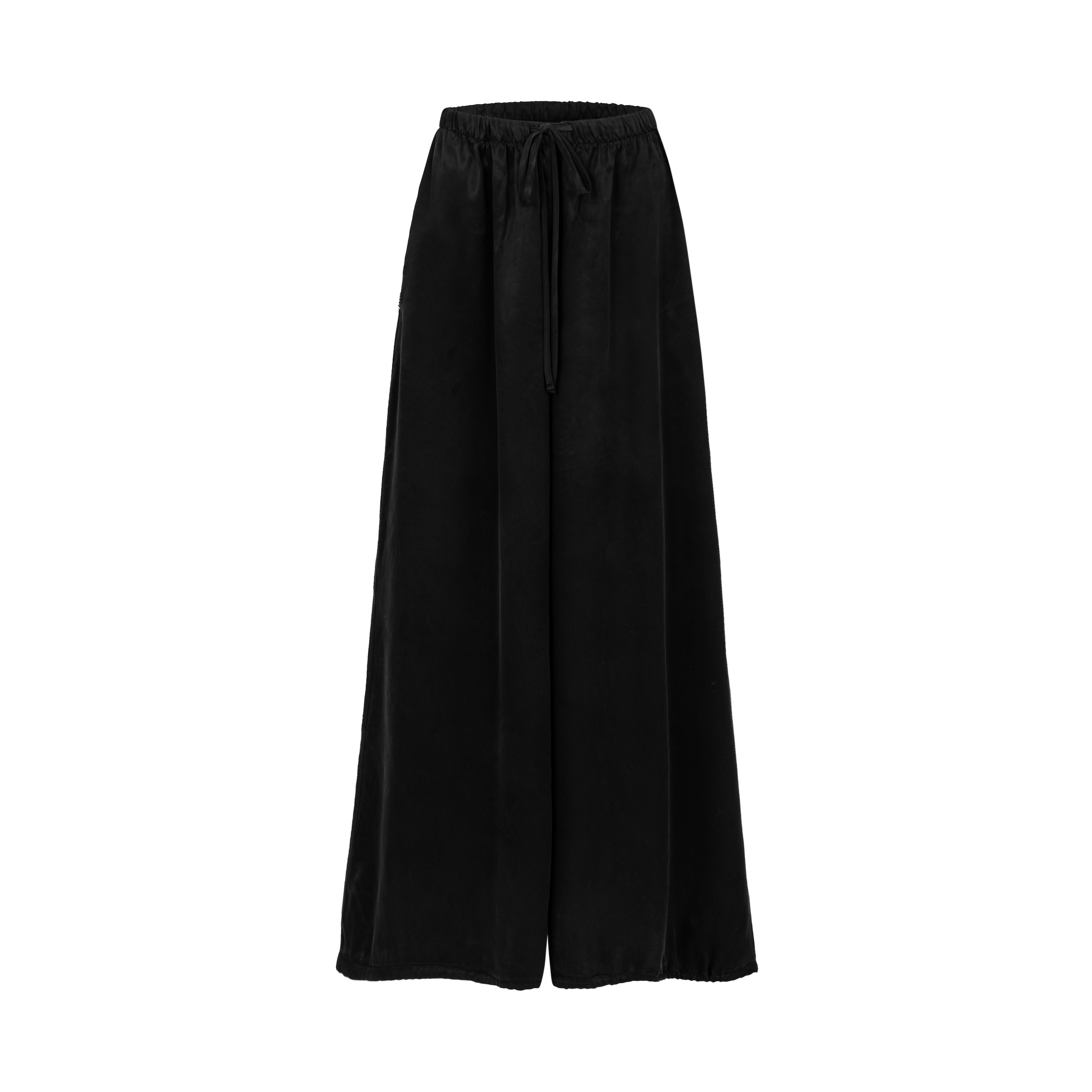 Cupro Puff Leg Pants - Space Black