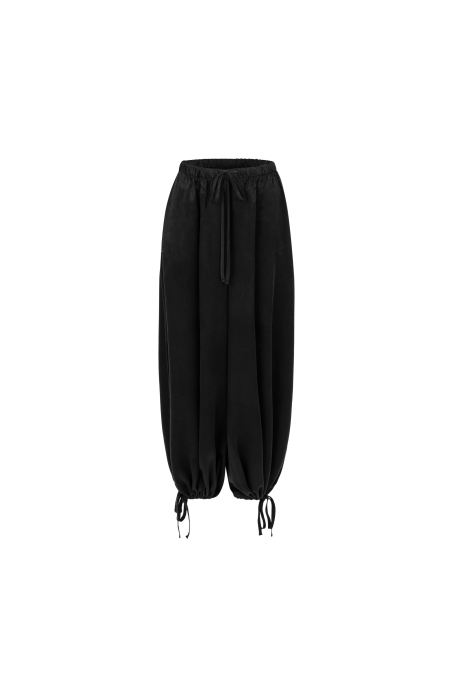 Cupro Puff Leg Pants - Space Black Cupro Puff Leg Pants - Space Black