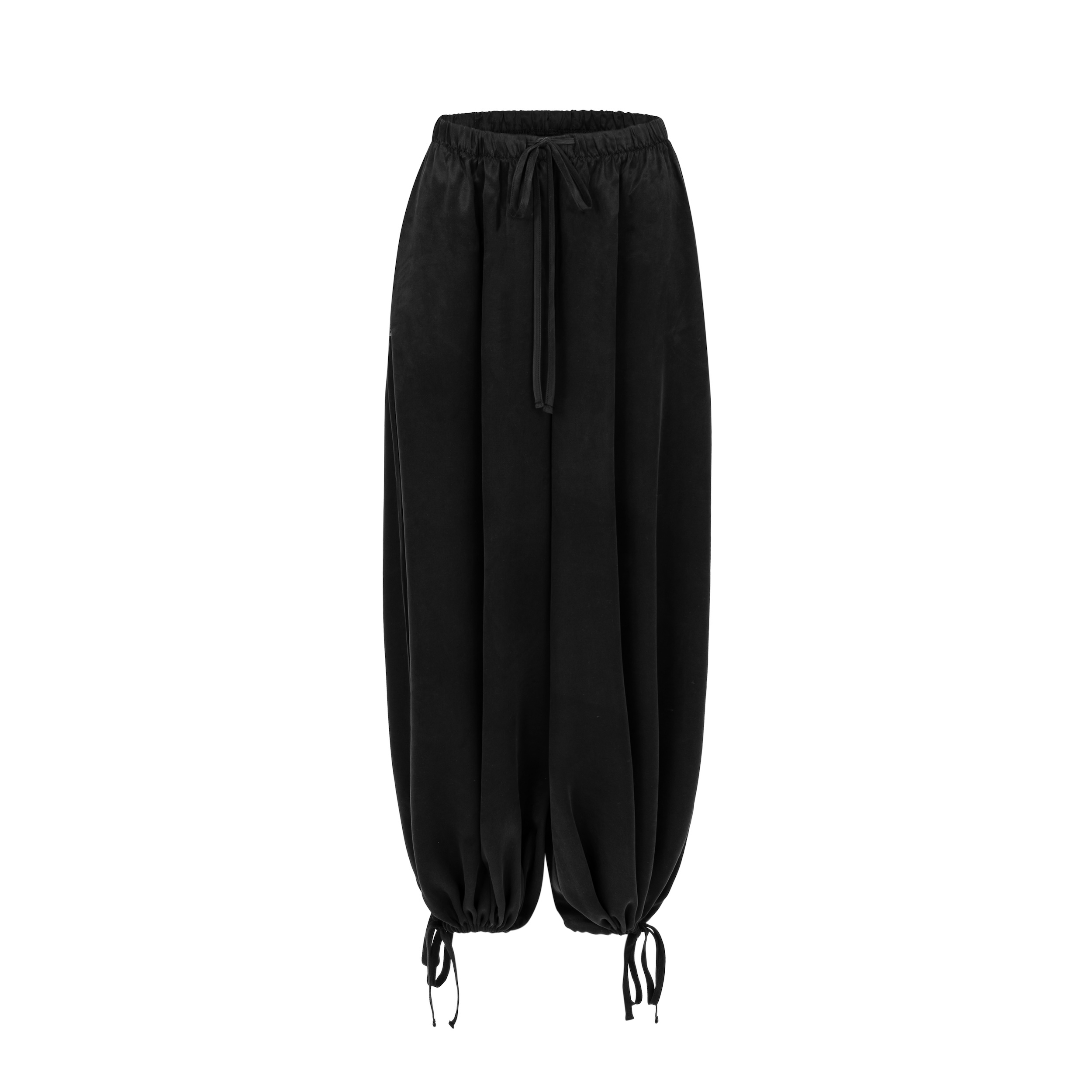 Cupro Puff Leg Pants - Space Black