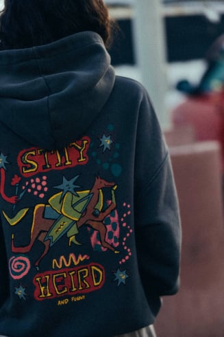 Stay Weird Hoodie - Stone Grey