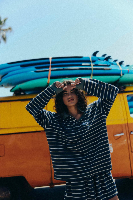 Striped Rugby Polo - Navy Blue Striped Rugby Polo - Navy Blue