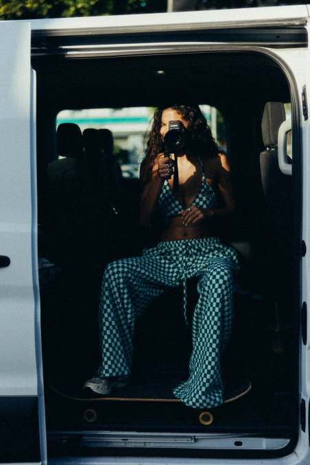 Checkered Soft Loose Pants - White Sage Checkered Soft Loose Pants - White Sage