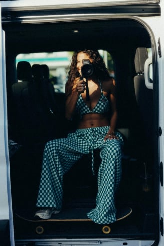 Checkered Soft Triangle Bra...