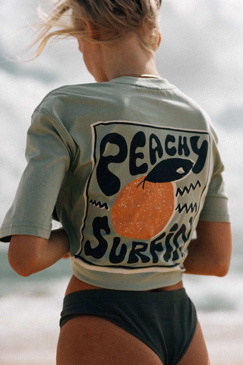 Peachy Surfin Tee - Orbit Mint