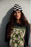 Checkered Folded Beanie - Space Black & Vintage White