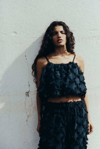 Ruffled Bauble Top- Space Black