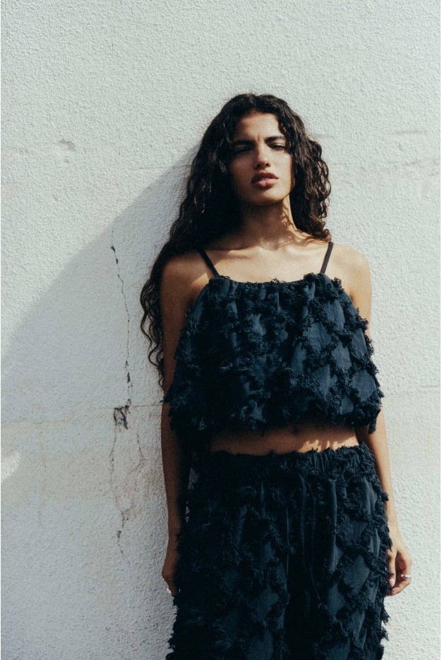 Ruffled Bauble Top- Space Black Ruffled Bauble Top- Space Black