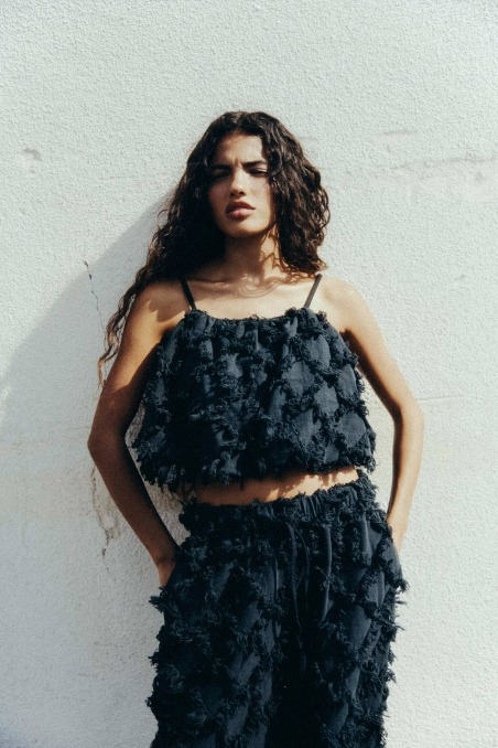 Ruffled Bauble Top- Space Black Ruffled Bauble Top- Space Black