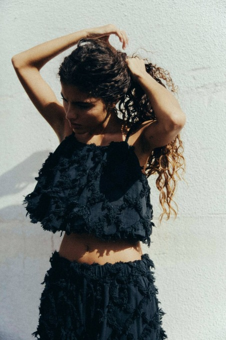 Ruffled Bauble Top- Space Black Ruffled Bauble Top- Space Black