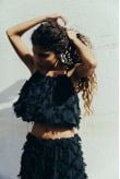 Ruffled Bauble Top- Space Black Ruffled Bauble Top- Space Black