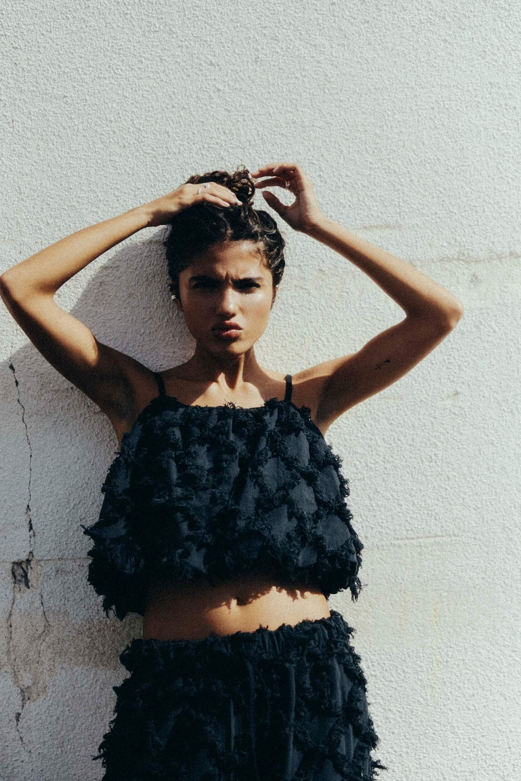 Ruffled Bauble Top- Space Black Ruffled Bauble Top- Space Black