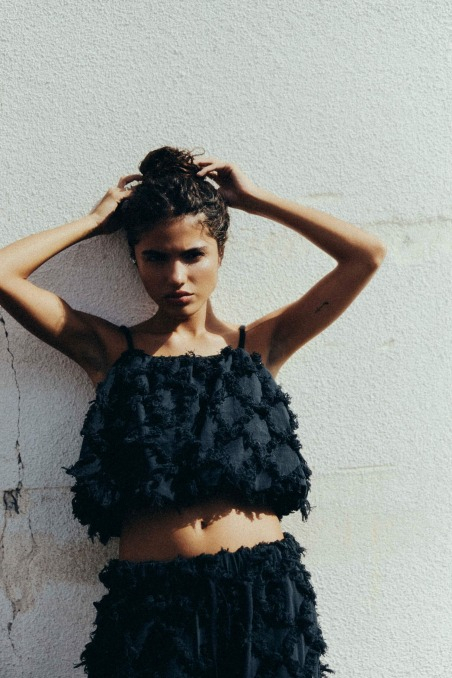 Ruffled Bauble Top- Space Black Ruffled Bauble Top- Space Black