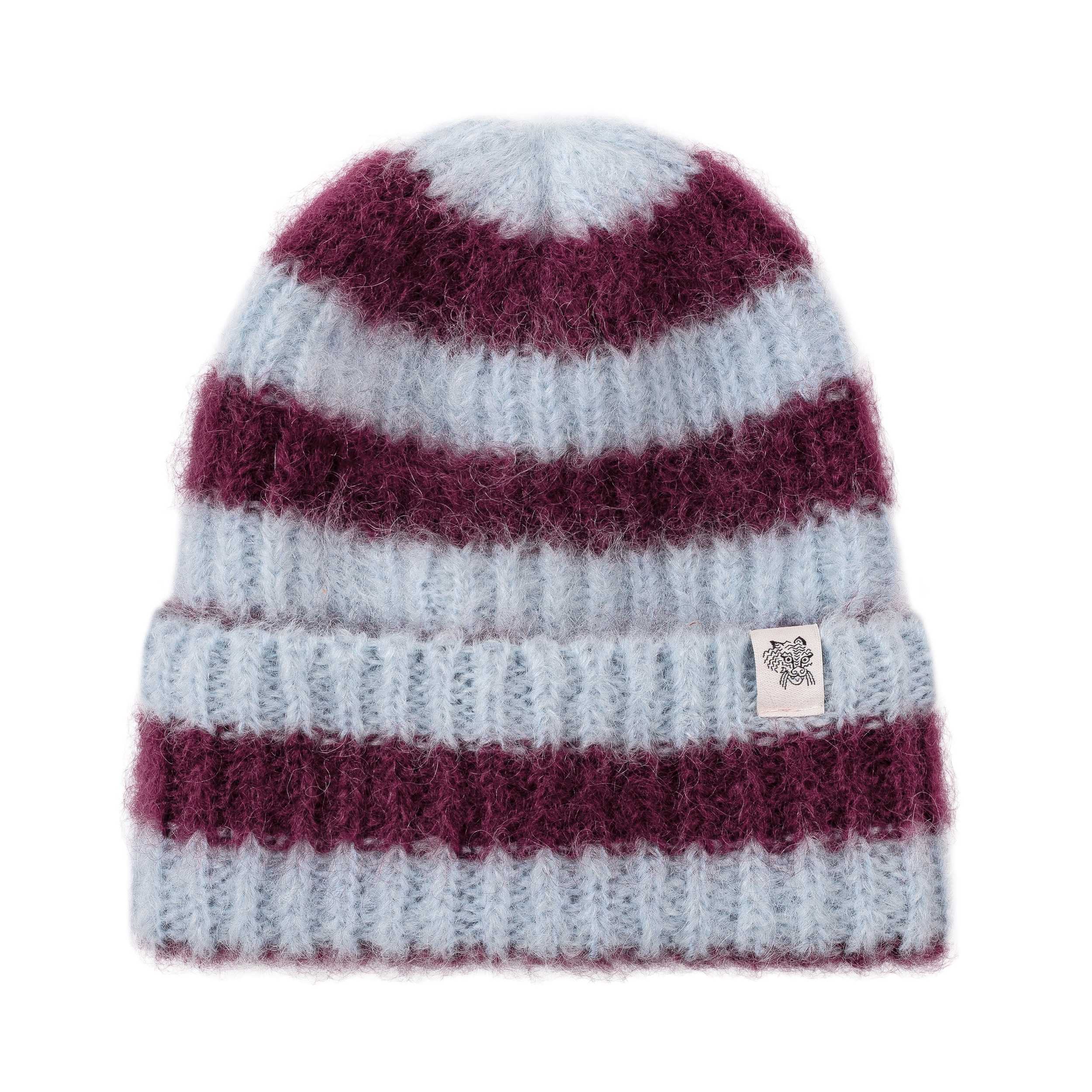 Olivia Striped Beanie - Denim Blue & Burgundy