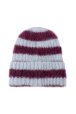 Olivia Striped Beanie - Denim Blue & Burgundy