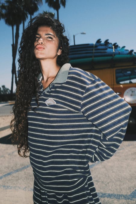 Striped Rugby Polo - Navy Blue Striped Rugby Polo - Navy Blue
