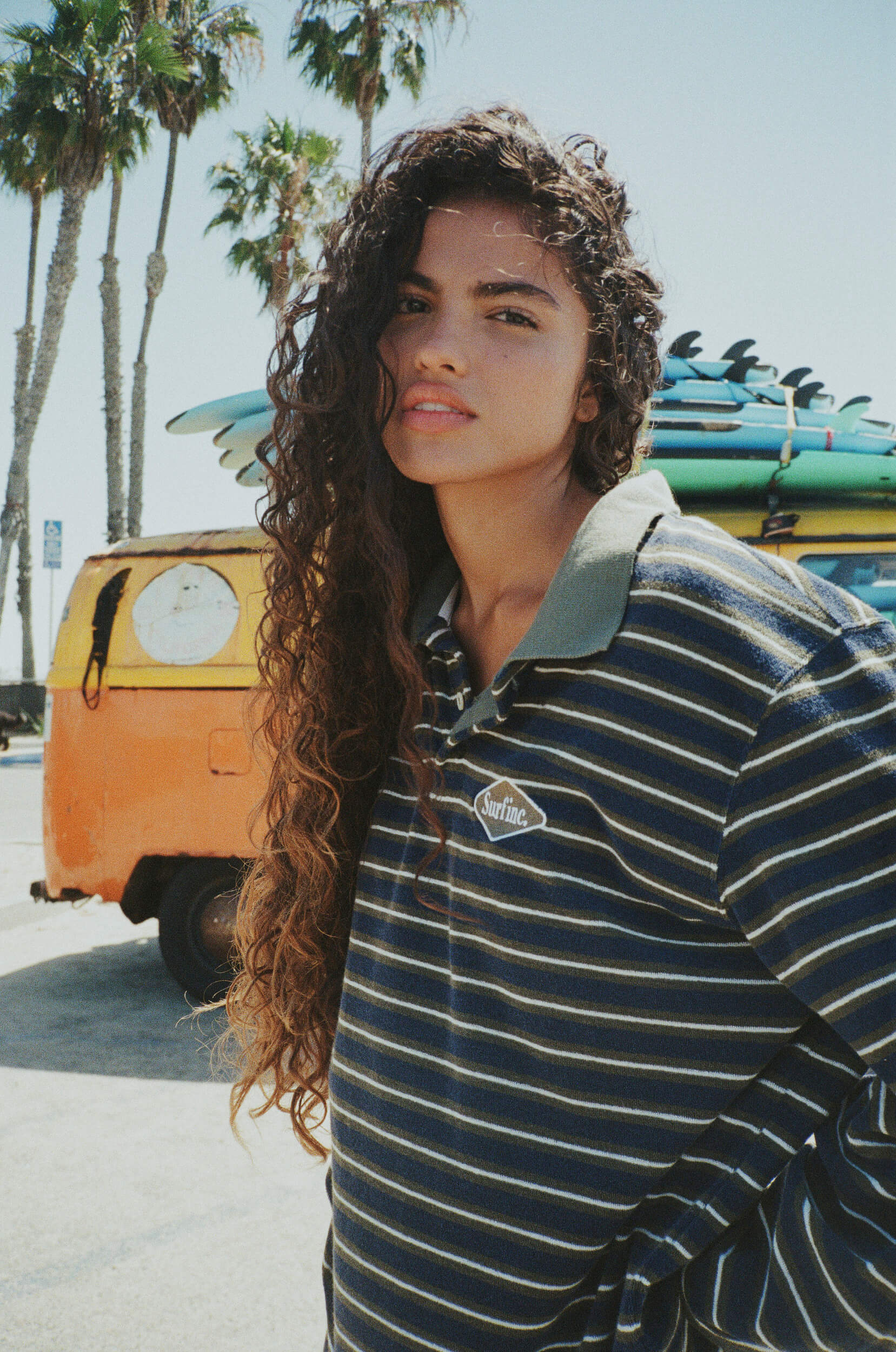Striped Rugby Polo - Navy Blue