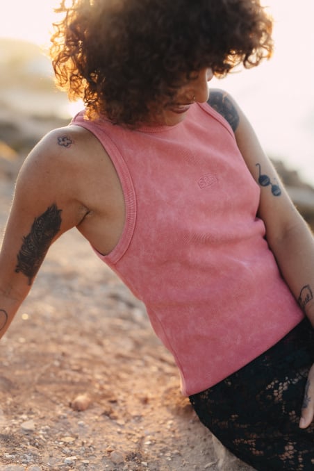 Stonewashed Classic Top - Deep Pink Stonewashed Classic Top - Deep Pink