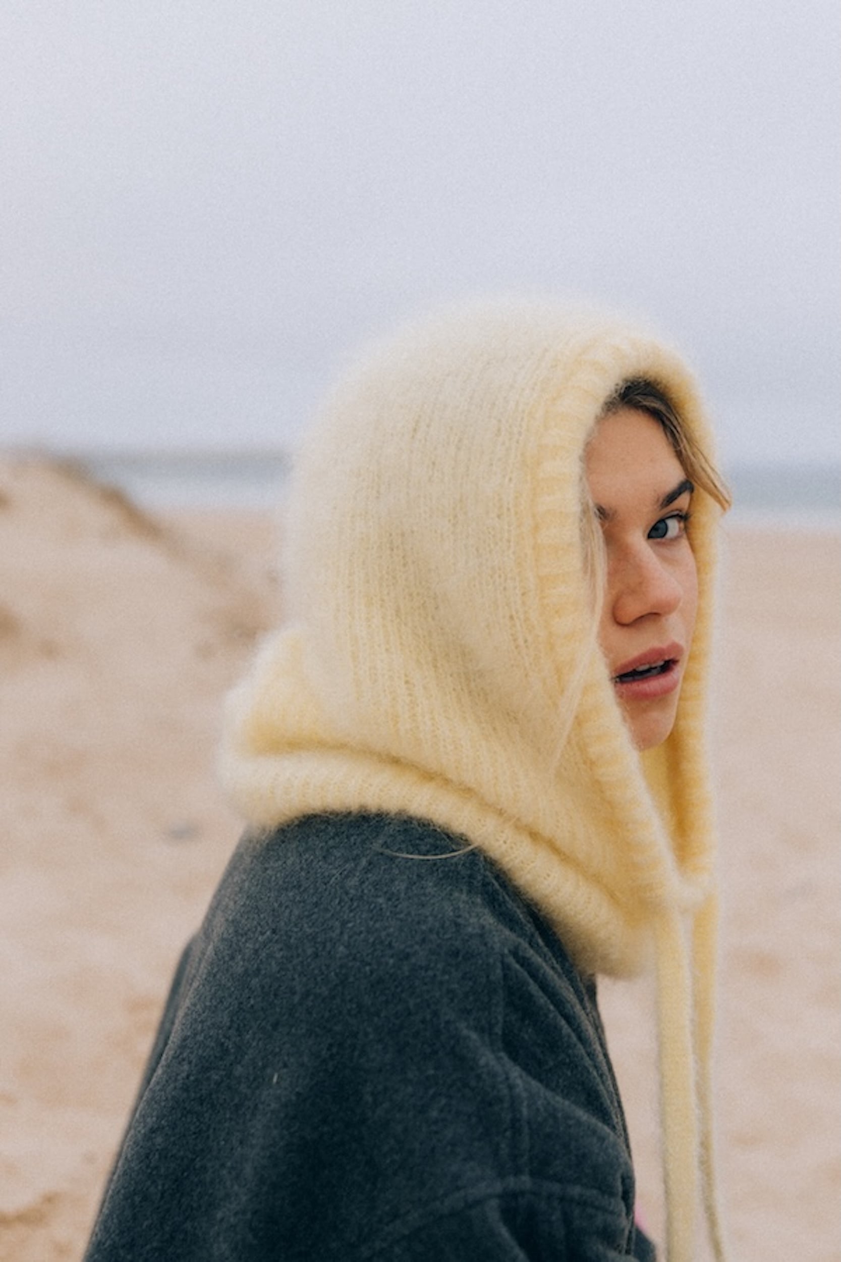 Wool Fluffy Balaclava - Yellow Wool Fluffy Balaclava - Yellow