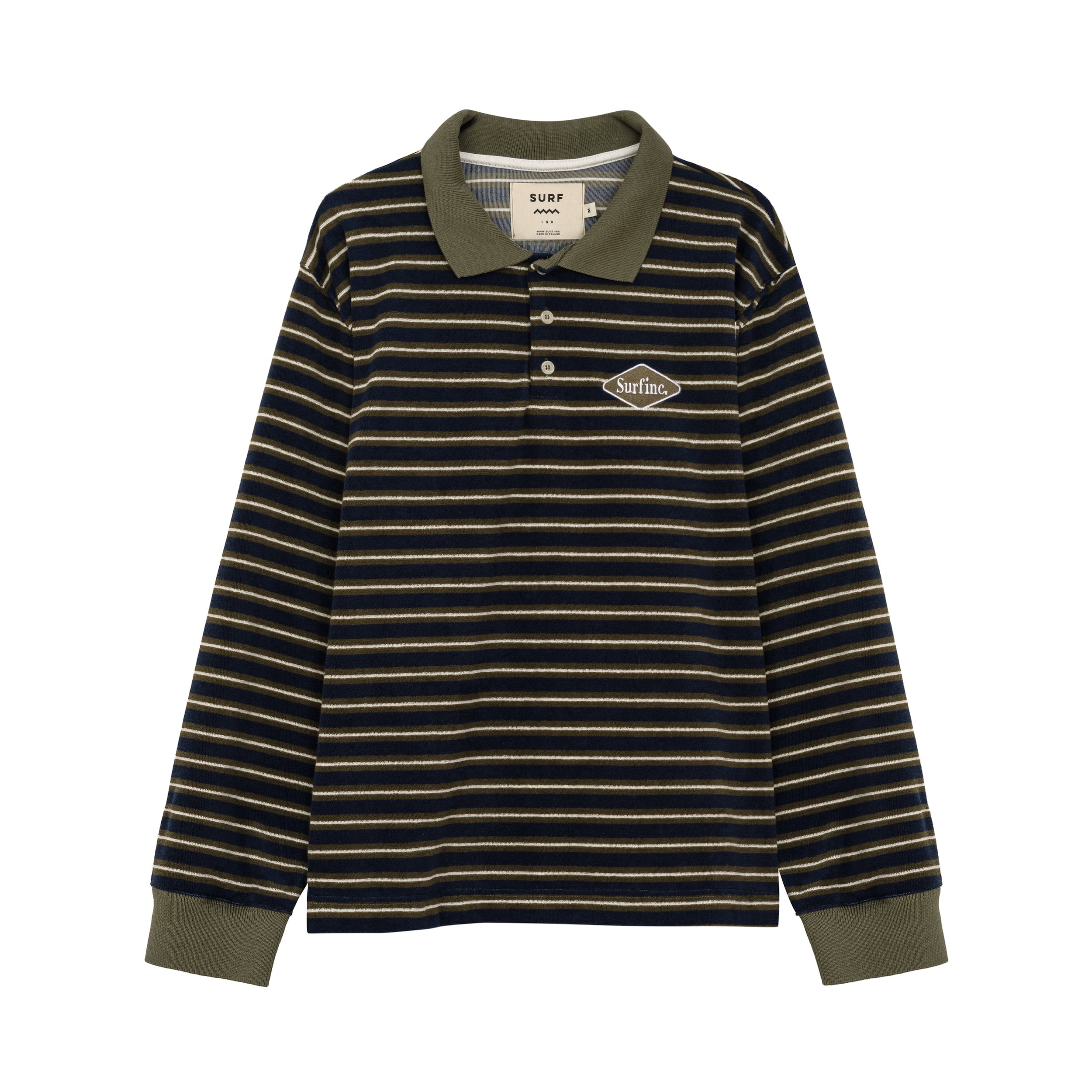 Striped Rugby Polo - Navy Blue